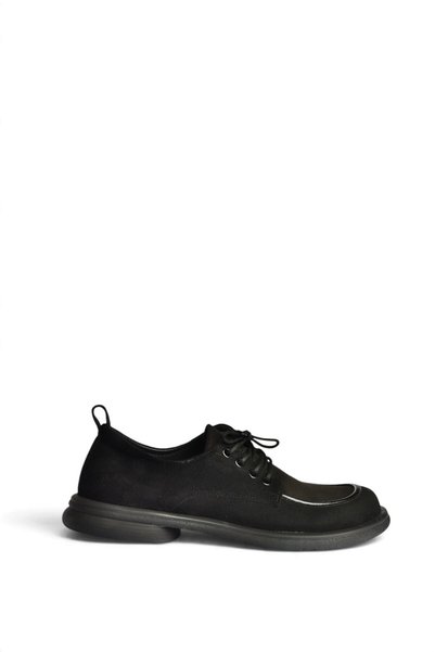 Fox Shoes Z996161002 Siyah Süet Bağcıklı Mosen Burunlu Casual Comfort Ayakkabı