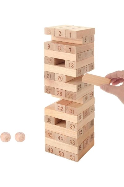 Soofam Wood Blocks Stacking Games, Timber Tower Classic Best Family Fun Educa...