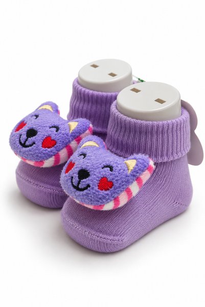 Babyhola 0-6 Ay Figürlü Pamuklu 3'Lü Kız Erkek Bebek Çorap Seti 396