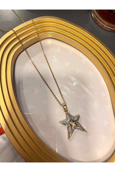 gozdeasutayaccessory قلادة على شكل نجمة من الفولاذ