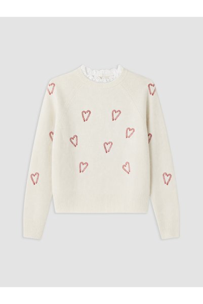 LC Waikiki Pulover Tricotat din Amestec de Lână Brodat pentru Femei