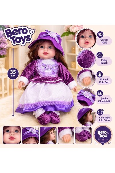 CAN OYUNCAK 35 cm Gerçek Yüzlü Peluş Bebek Hareketli Kafa Gerçekçi Oyuncak Bebek
