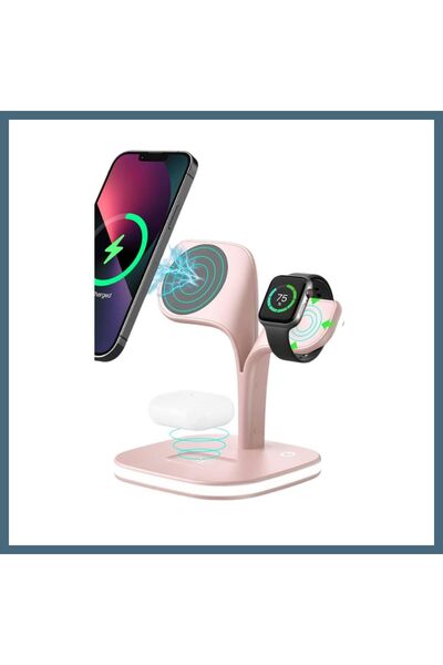 Bezos YM-UD22 Kablosuz Şarj Masaüstü Set - Pembe AGC