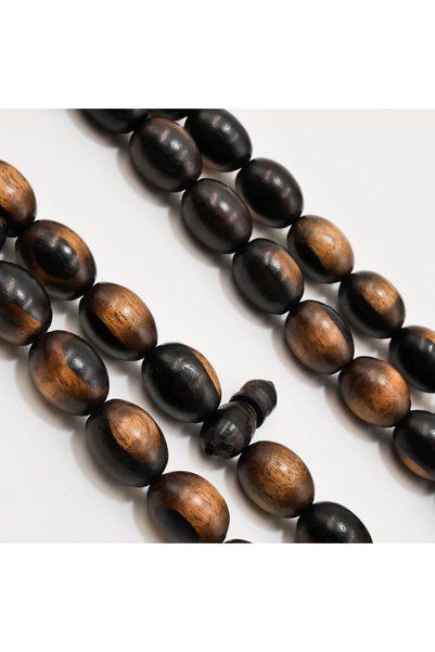 Generic Brand Ebony Wood Rosary Beads – 42 Pieces, 9.5–13mm Oval Tasbih, 36.5g