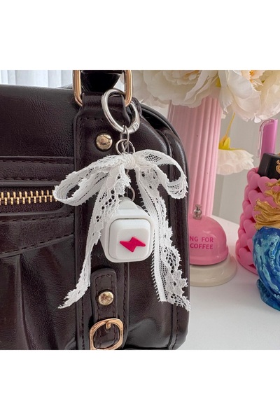 PİNKUE Kliker Bag Charm – Pink Star and Lace Bow Detail, Clickable Bag Orname...