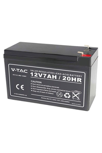 V-TAC 12V 7Ah Gel Lead-Acid Battery with T2 Terminals