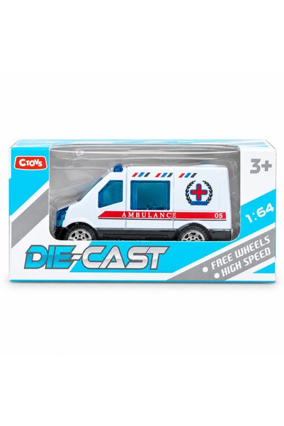Ceren Ctoys Mini Boy Metal Oyuncak Ambulans 1:64 Ölçek Die-Cast Çek Bırak Öze...