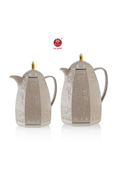 Rose 711-Tea and Coffee Thermos Set with Special Pattern, 2 Rose Thermos, 1 L...