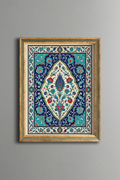 epiqart لوحة زهور زرقاء مذهبة - لوحة بنمط عتيق - نموذج رفيع