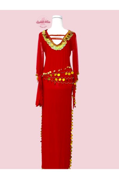 Oriental بدلة رقص شرقي دالا كوين (أحمر) (مع حزام مجاني)