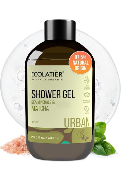 ECOLATIER Sea Minerals & Matcha Shower Gel – 600ml | Natural Hydrating Body W...
