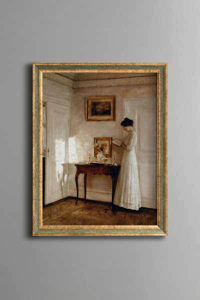 epiqart امرأة تقرأ كتابًا - لوحة بنمط عتيق - نموذج نحيف