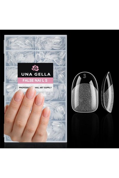 UNA GELLA أظافر صناعية 504 قطعة، نصف مطفية، تغطية كاملة، أكريليك شفاف، جل، أظ...