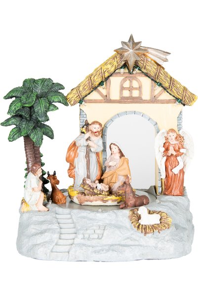 Herdekora Christmas Ornament Decor Lighted Nativity Gray-Yellow 19X21 Cm.