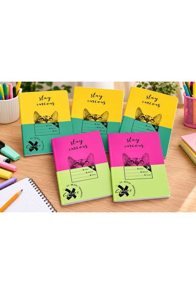 PIGNA Set of 5 A5 Colors Stay Curious Notebooks – Mathematics, 80 Sheets