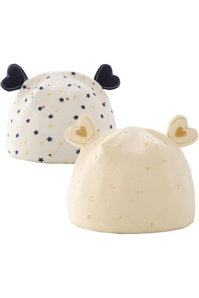 Generic Baby Hat 2PCS, Newborn Soft Winter Beanie Caps, Cute Heart Star Desig...