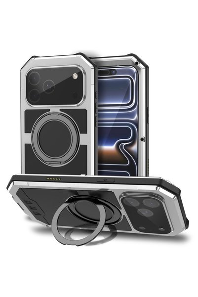 R-JUST Husă armură iPhone 17 Pro Max, R-JUST, pentru MagSafe, cu suport, Argi...