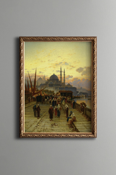 epiqart جسر غلطة في اسطنبول - لوحة بنمط عتيق - نموذج رفيع