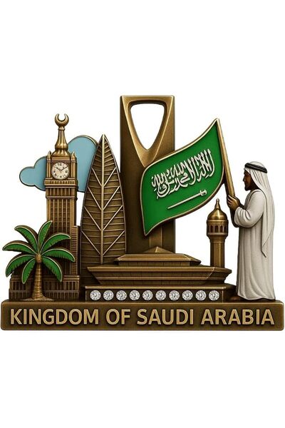 GENERAL مغناطيس ثلاجة معدني حصري بتصميم معالم المملكة العربية السعودية - تذكا...
