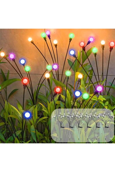 VAODO 6 Pack Solar Garden Lights, 60 LED Solar Outdoor Lights, Solar Firefly ...