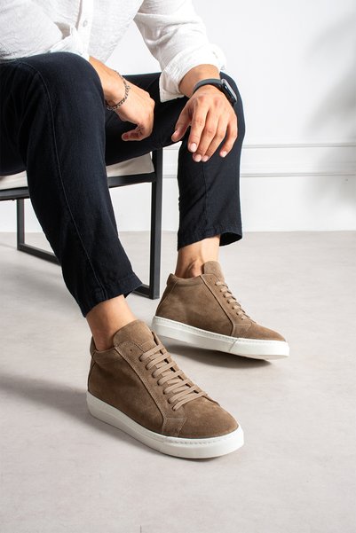MEEGORA Men's Beige Genuine Suede Sports Boots – Lace-Up, Stylish and Modern ...