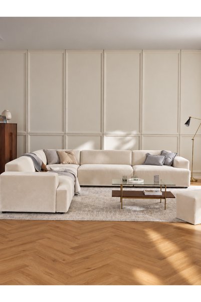 S Home Design Concept Molly 5 Modül Köşe Koltuk, Yönsüz Kadife Kumaş 285x285 cm
