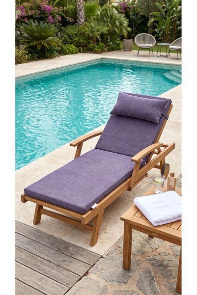 Ralex Saltea șezlong premium două segmente 60x190 cm + CADOU Pernă, Mov (3)
