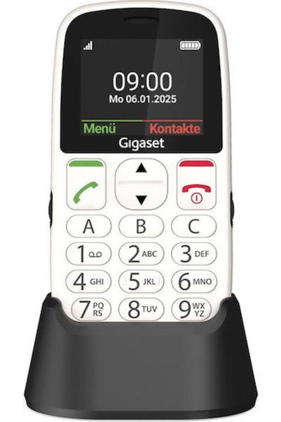 GIGASET GL395 Κινητό τηλέφωνο διπλής SIM με μεγάλα κουμπιά, λευκό