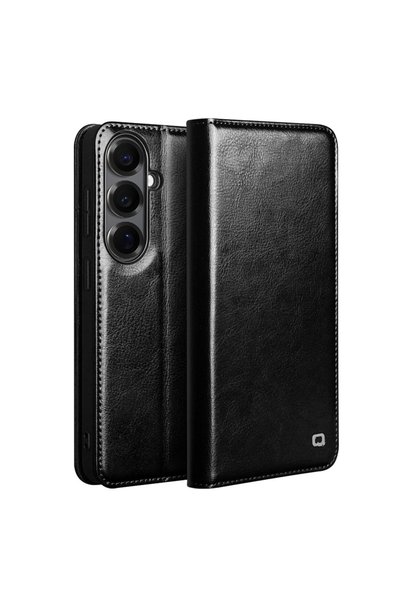 QIALINO Husă din piele pentru Samsung Galaxy S26, Negru