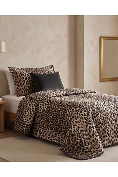 Auriva Leopar Desenli Tek Kişilik Pike Seti