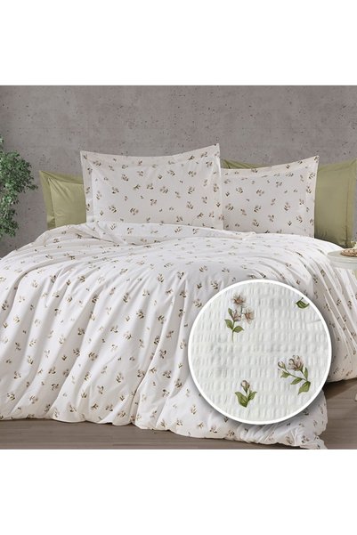 Ralex Lenjerie pat dublu extra large Creponată 100% Bumbac, cearșaf pat 240x2...