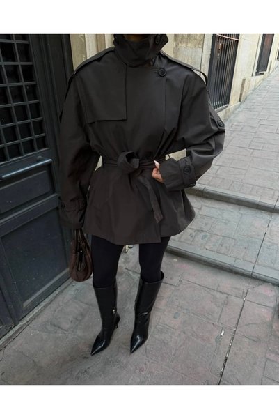 Ekim Store Araboy Μπουφάν με ψηλό γιακά και κουμπιά, διπλόστροφο, τύπου trench