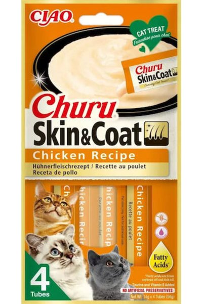 churu Λιχουδιές γάτας Inaba Ciao Skin Coat Κοτόπουλο 4 x 14γρ