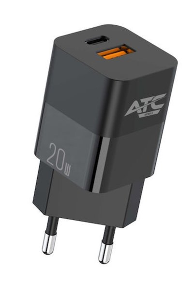 ATC Φορτιστής χωρίς καλώδιο με θύρα USB-A και θύρα USB-C, 20W Power Delivery,...