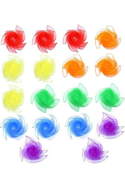 GENERAL Dance Juggling Scarves Set, 18 Pieces, 60 x 60 cm, 6 Colours, Chiffon...