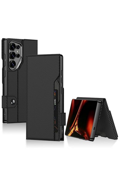 GKK Husă tip carte Samsung Galaxy S26 Ultra, cu slot pentru carduri, Negru Ca...