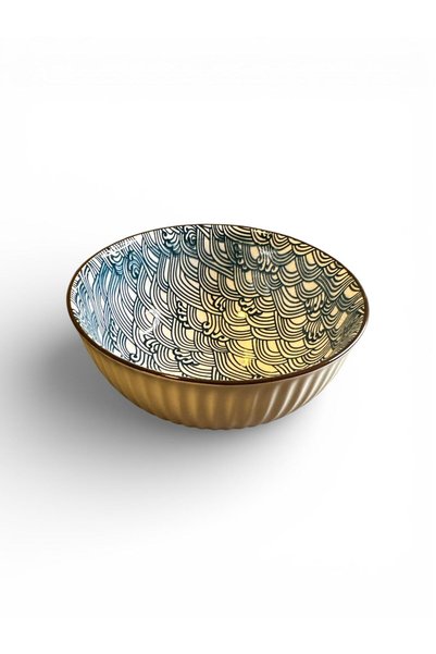 unbranded Ceramic Bowl with Patterned – Textured Beige Exterior, For Serving