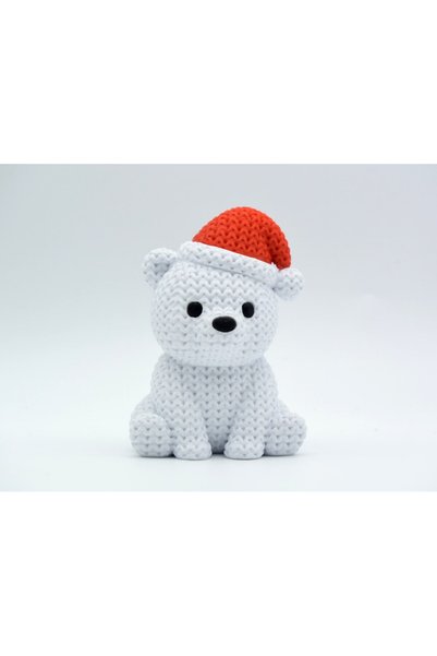 3DONE MODELS Figurina 3D Crosetata Urs Polar cu Caciula Mos - Editie Craciun,...