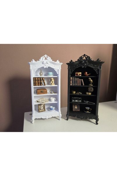 Daynav Minyatür Vintage Dolap Kitaplık 1:12 Bebek Evi Mobilyası 3D Baskı Dior...