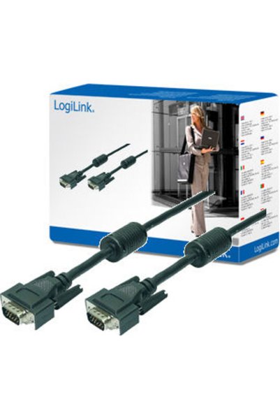 LogiLink Καλώδιο VGA αρσενικό σε VGA αρσενικό, Μαύρο, 10μ (CV0016)