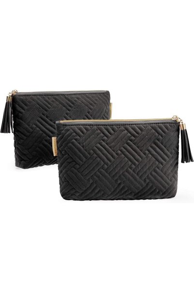 BAGSMART حقيبة مستحضرات تجميل صغيرة، Ⅱ-أسود+أسود