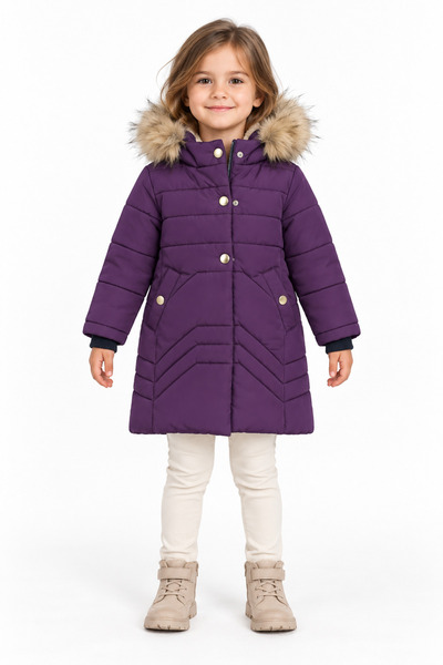 COOL PINK 77010-26 معطف مبطن بغطاء رأس من الفرو للأطفال البنات من عمر 2-5 سنوات
