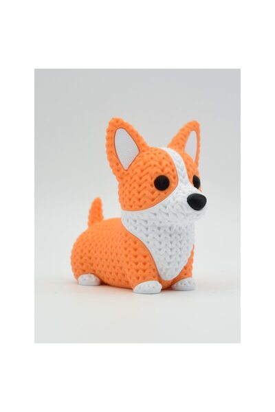 3DONE MODELS Figurina 3D Crosetata Corgi - Model Decorativ, Printat 3D, Colec...