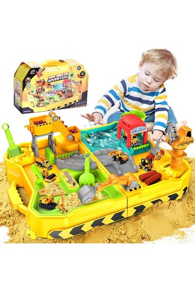 MASROO Play Sand Construction Set - 1.1lbs Sensory Play Sand, 4 Alloy Trucks ...