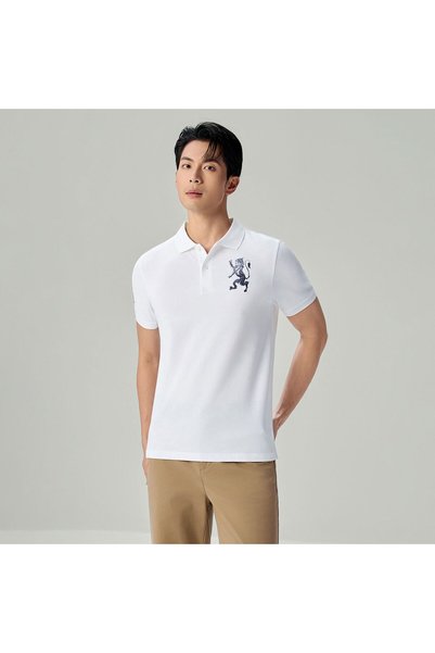 Giordano Men’s Slim Fit 3D Lion Embroidery Lycra Pique Polo