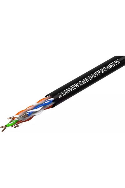 Lanview Καλώδιο Δικτύου Ethernet U/UTP Κατηγορίας 6 εξωτερικού χώρου 305μ Μαύ...