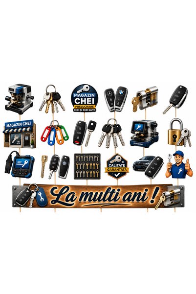 DecoParty Set de decorațiuni pentru tort – Tematică Magazin de Tăiere Chei, 1...