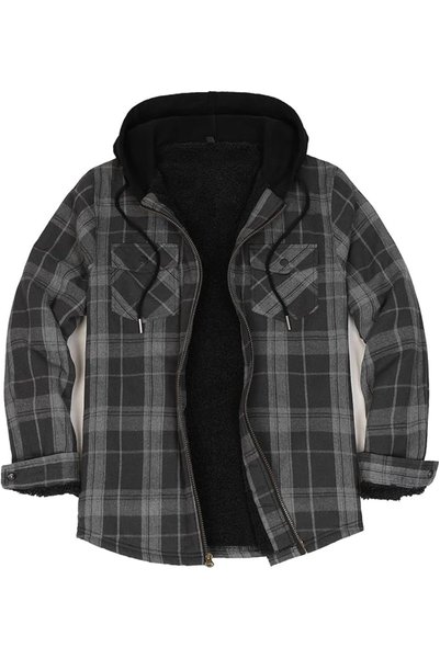 GENERAL ZENTHACE Mens Sherpa Lined Full Zip Check Jacket