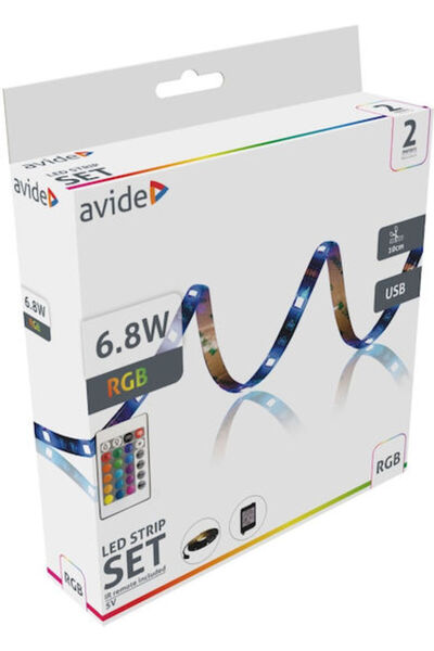 Avide Αδιάβροχη ταινία LED Alsbl5v24k-30rgb65 USB 5V Φως RGB 2μ Τύπου SMD5050...