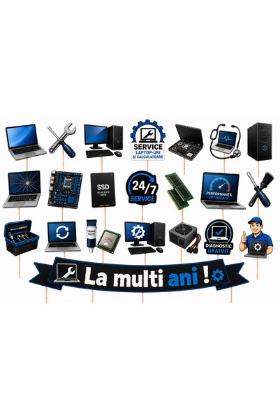 DecoParty Set de decorațiuni pentru tort – Tematică Service de Reparații Lapt...